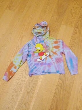 Lisa Simpson Wild Child Tie Dye '90s Skater Cropped Hoodie w/ Turtle Size SM ✌️